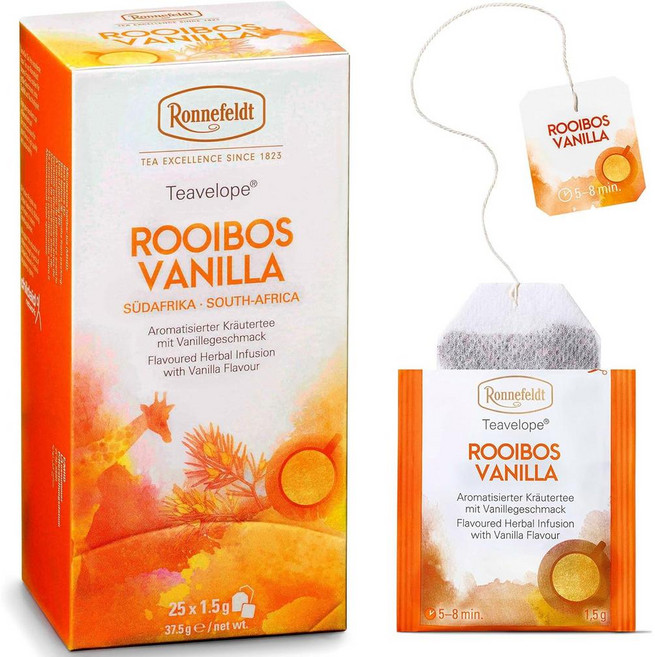 독일 로네필드 Ronnefeldt Teavelope Rooibos Vanilla 루이보스 바닐라 홍차 티백, 1.5g, 25개입, 4개