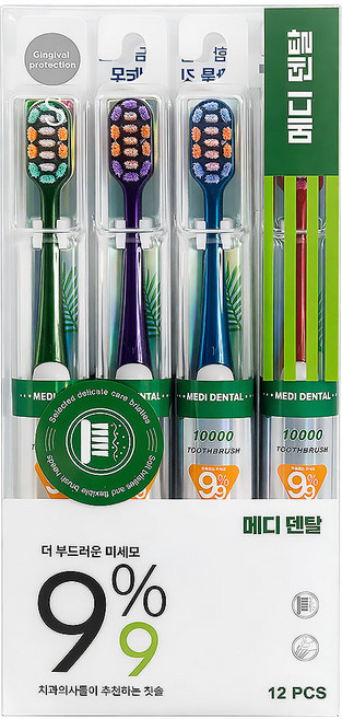 메디 덴탈 더 부드러운 미세모 칫솔, 1세트, 12개입