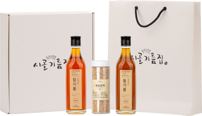 국내산 참기름 들기름 통참깨 명절 선물세트 350ml 2개 120g 1개 1세트