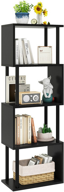 에코 소라노 원목 다용도 선반식 책장 수납장, 블랙WBC015B