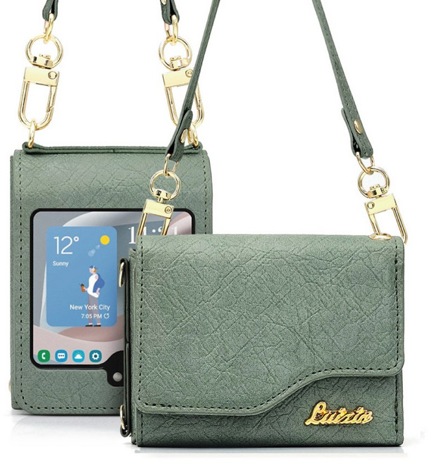 갤럭시 Z플립6 _ 젤라 프리미엄 케이스 지폐1칸+카드4장 수납 지갑형 + 핸드스트랩