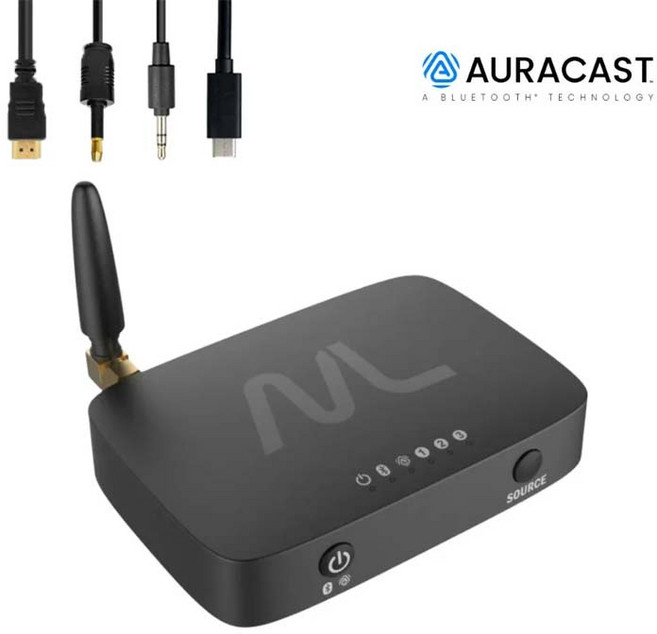 AURACAST TV hearMore電視音訊發射器 無線個人化聆聽體驗 適用於電視、電腦和遊戲機, 1個, ABB01