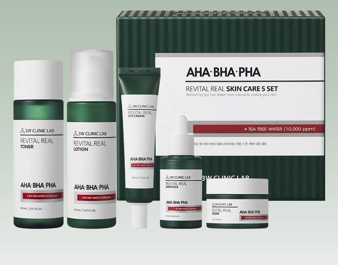 3W클리닉 랩 3HA 청소년 성인 좁쌀 여드름 스킨 로션 기초 화장품 세트 5종, 1개