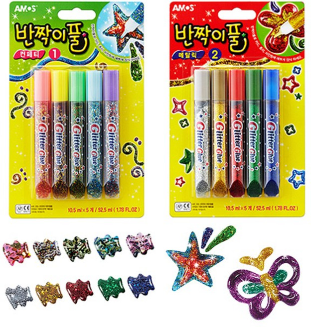 아모스 반짝이풀 5색세트 데코풀 반짝이데코, 반짝이풀 컨페티①