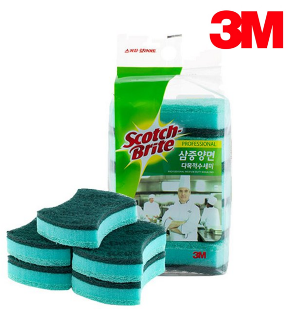 스카치브라이트 항균 삼중양면 다목적 수세미, 5개입, 4개