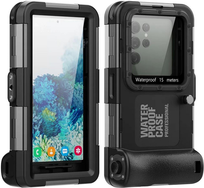 S25 울트라구글 10 9 8비보 X200Pro용 업그레이드 방수 케이스 끈 포함수영스노클링서핑 가능, 01 Black, 04  갤럭시 S21 FE를 위해