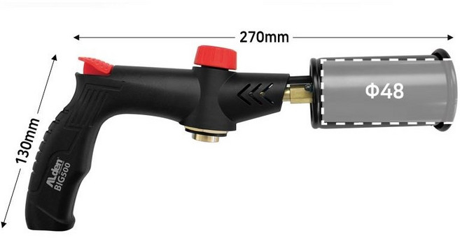 준툴 알덴 고화력 캠핑 가스 토치 BIG500 자동점화 화구구경 48mm 이소가스 부탄가스 겸용, 1개