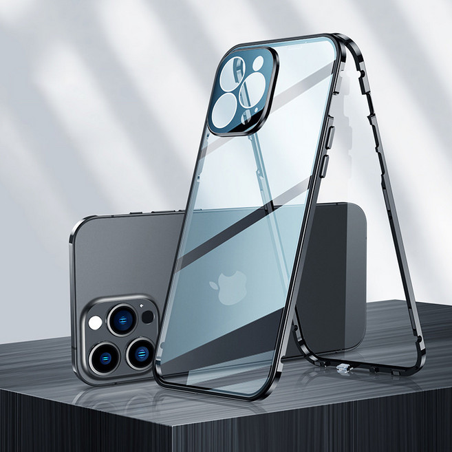 양면 풀커버 고경도 투명 강화유리 하드 케이스 아이폰 16 플러스 프로 맥스 폰 용