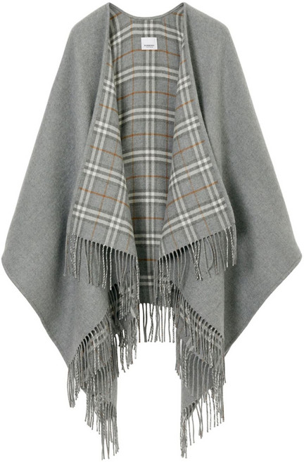 버버리 체크 프린트 리버서블 울 케이프