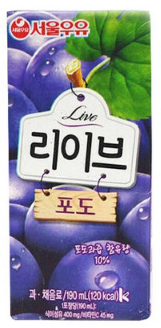 서울우유 리이브포도, 190ml, 10개