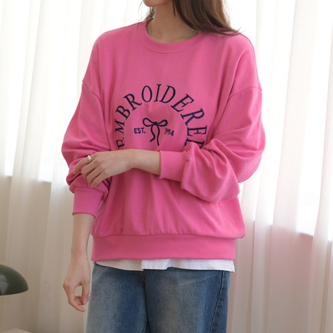 데일리앤 로빗 여성 레터링 루즈핏 맨투맨 봄 긴팔 티셔츠