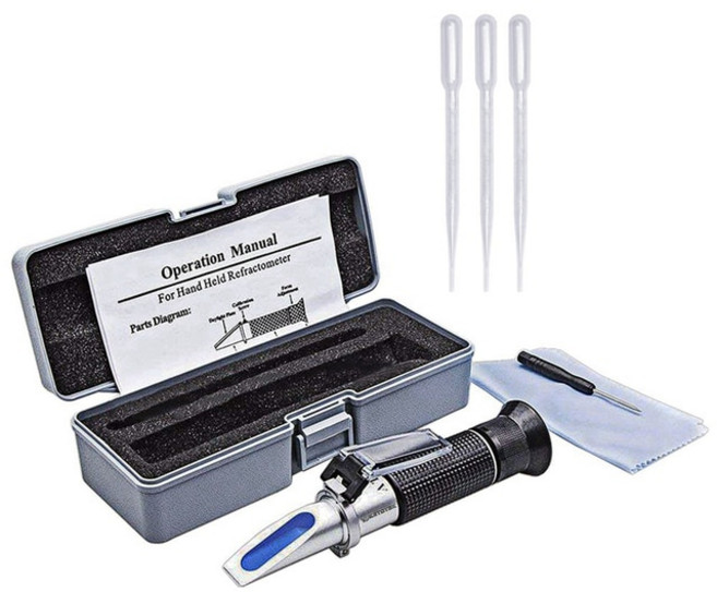 알콜도수측정기 알코올 농도 디지털 굴절계 브릭스 설탕 와인 맥주 ATC 굴절 메트로 소매 상자 조절 가능, 1개