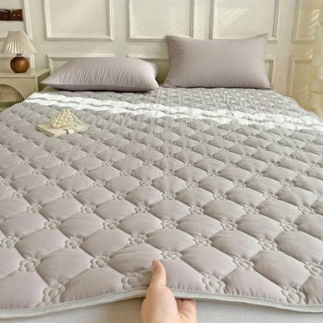 사계절 침대 패드 고정밴드 항균 알러지케어 진드기 패드, 그레이