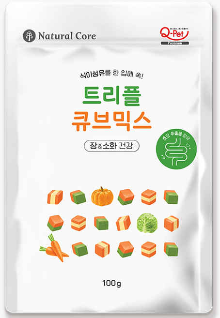 네츄럴코어 트리플 믹스 큐브 장&소화 건강, 10개, 100g, 식이섬유