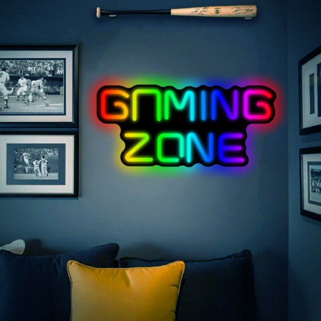 게이밍 존 벽 장식용 다채로운 네온 LED 사인 USB 전원 게임룸 파티 침실 남자 동굴 선물, 1. let play 40x18cm USB / J...