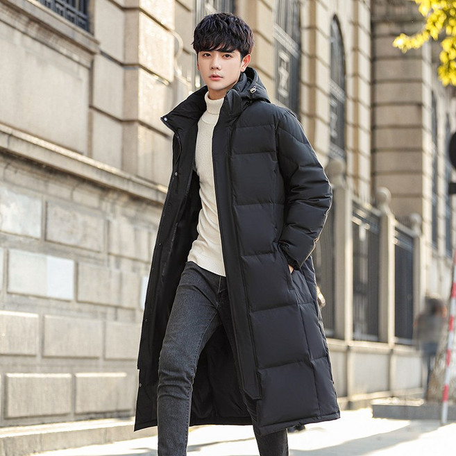【中長款情侶羽絨服】保暖長版羽絨外套 情侶韓版輕羽絨外套 過膝白鴨絨加厚外套