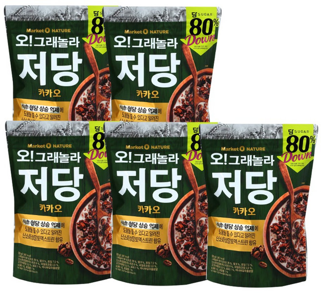 오리온 오!그래놀라 저당 카카오 혈당밸런스 통곡물, 330g, 5개