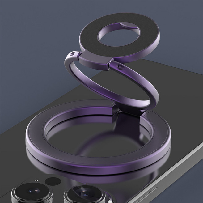 다퍼남 맥세이프 양면자석 3단 플립 링 거치대 스마트폰 홀더 스탠드, 퍼플