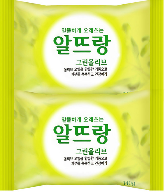 LG생활건강 알뜨랑 그린올리브 140g, 2개입