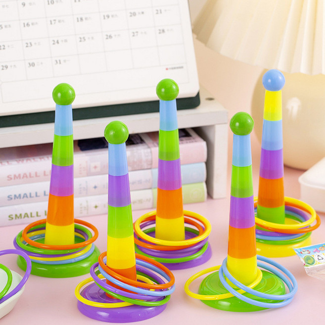 套圈圈組 小號彩虹套圈 玩具 幼稚園 親子互動 投擲套圈 疊疊樂 BSMI：M74979, 1個, 套圈（顏色隨機）