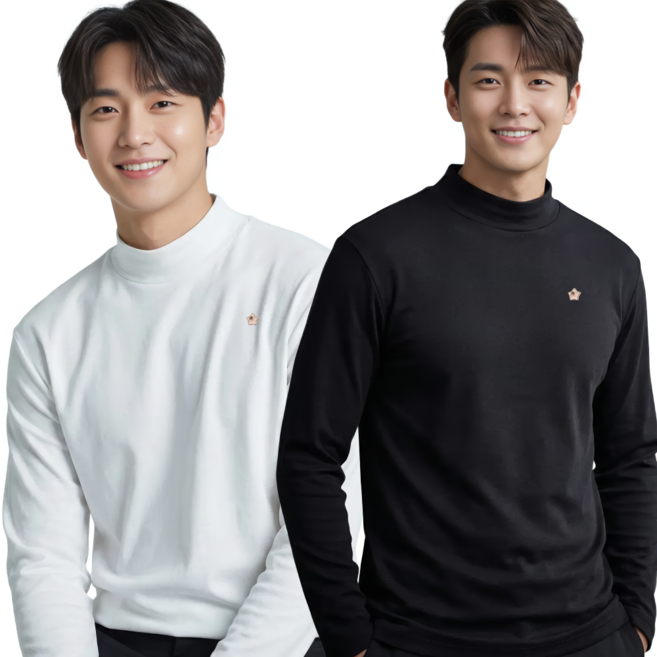 힐링센트 남자 기모 목폴라 티셔츠 브로치 패키지