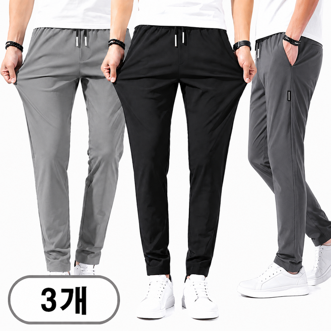 차쿠 1+1+1(3p) 남성 여름 봄 스판바지 일자 슬랙스 츄리닝 캐주얼 바지 트레이닝 바지 빅사이즈 중년 작업복 바지