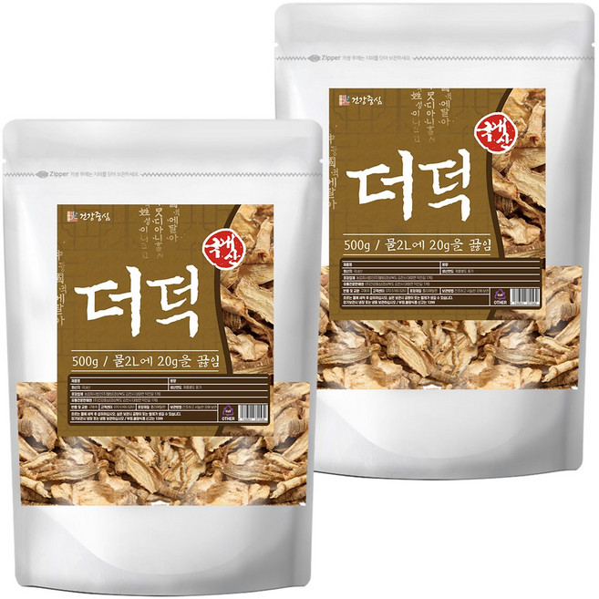 건강중심 국산 말린 더덕 건더덕, 2개, 500g