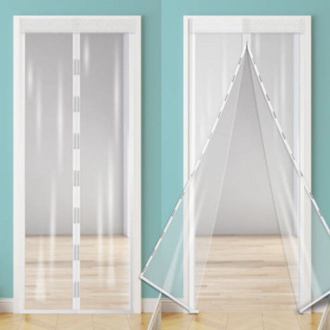 쉬핑 현관문 자석 방풍비닐 커튼 베란다 창문 바람막이 투명 냉기차단 난방