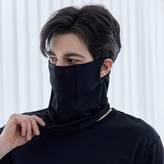 시글락 쿨 메쉬 스포츠 자외선 차단 마스크, 블랙, 2개