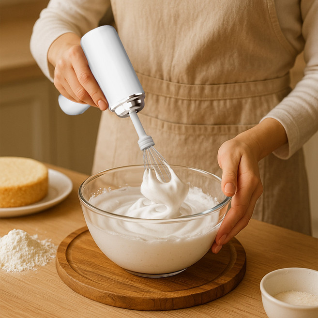 Ditwo 베이킹 전동 무선 제빵 거품기 크림 믹서 휘핑기 HZ-002, 화이트