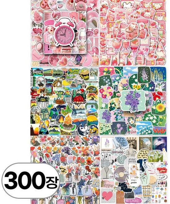 300개 대용량 세트 캐리어 노트북 꾸미기 스티커 모음 데코 감성 장식 여행 가방 캠핑 용 트래블 낚시 서핑 쿨러 레트로 데칼, R99805D(아이콘 B세트 300개입, 1세트, 아이콘 B세트 300P