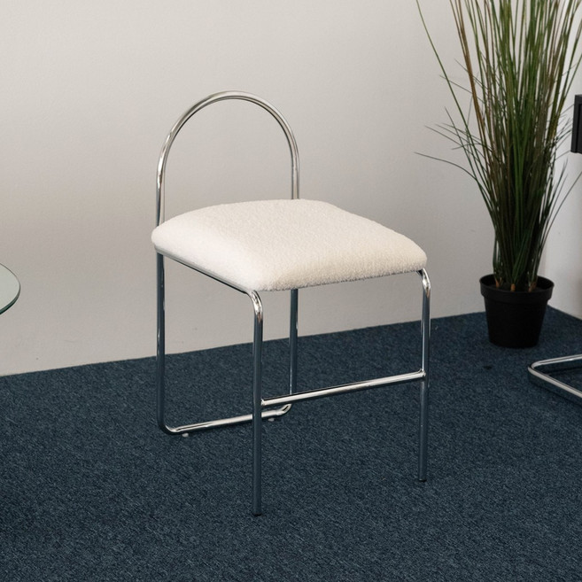 인블루 에레나 체어 디자인 보조 의자 인테리어 카페 네일 푹신한 부클레 까페 예쁜 의자, 화이트부클레(실버프레임), 1개