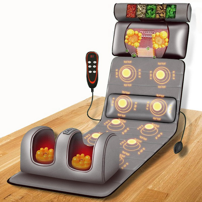 Megio 안마매트 안마기 전신 허리 등 머리 목 쿠션 주무르기 마사지 부모님 명절선물, 그레이(12-신상 플리스)