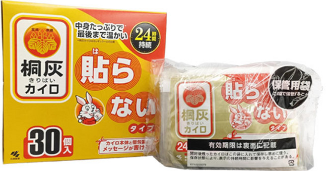 小林製藥 桐灰小白兔暖暖包 日本進口 輕巧便攜 持續發熱24小時 冬季保暖必備, 30個