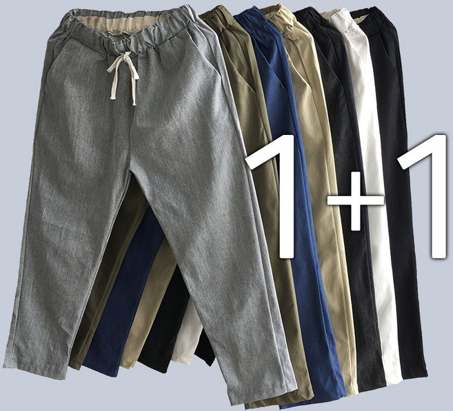 [점프점프] 1+1 남자 썸머 쿨 슬랙스 밴딩 바지