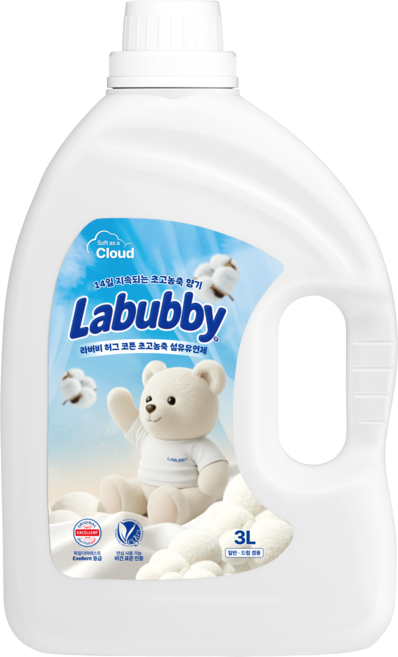 라버비 독일더마 비건 인증 초고농축 섬유유연제 허그코튼 본품, 1개, 3L