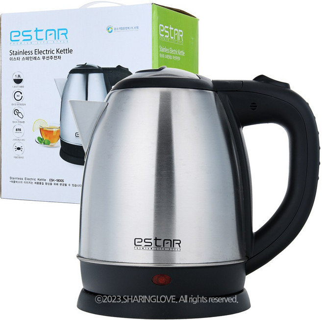 이스타 스테인레스 무선 주전자 1.8L ESK-1800S, 상세페이지참조()
