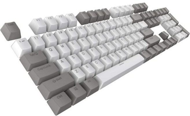 키캡 키보드 장식 TECWARE 푸딩 PBT 세트 풀러 포함 전체 키 112개 더블샷 기계식 키보드용 OEM 프로필 투명하고 흰색 젤리 게이밍 팬텀 팬텀+ 미국 ANSI 300, White/Grey, White/Grey