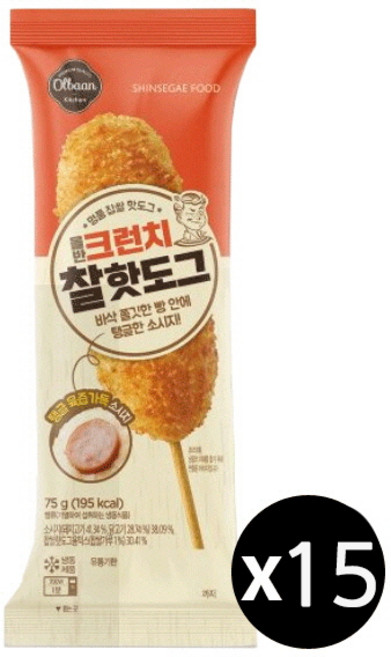 [올반]크런치 찰핫도그 15봉, 75g, 15개