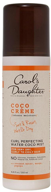 Carol's Daughter 코코 크림 컬 퍼펙팅 워터 코코 미스트 코코넛 워터 실리콘 무첨가 컬 리프레셔 스프레이 파라벤 무첨가 컬 활성화 미스트 매우 건조한 곱슬, 1, 250ml