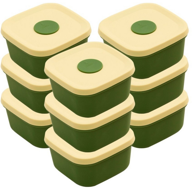 국산 실리콘밥팩 냉동밥보관용기 전자레인지 밀폐 소분용기 300ml 9팩, 버터그린, 9개