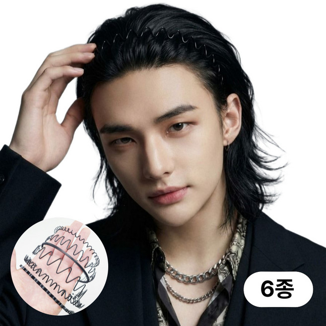 핑크바니 스프링 머리띠 6종세트 남자 귀안아픈 철사 헤어밴드