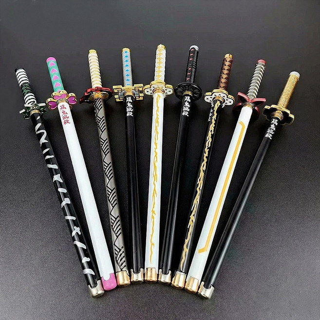 모든 귀멸의칼날 볼펜 귀칼 일륜도 미니 검 미니어처 펜 뚜껑펜 중성펜 칼 모형, 1개, 4. 젠이츠