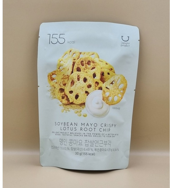 [딜라이트 프로젝트] 명인 찹쌀 연근 부각 } 콩마요 맛 사무실 간식, 3개, 30g