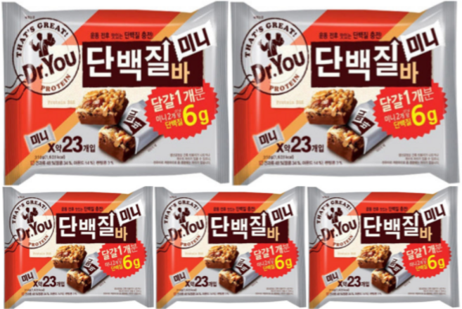 오리온 닥터유 단백질바 미니 337.5g(24봉입)x5개, 337.5g, 5개