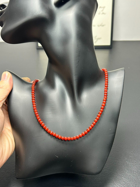 天然紅瑪瑙項鏈 4mm 長度45釐米