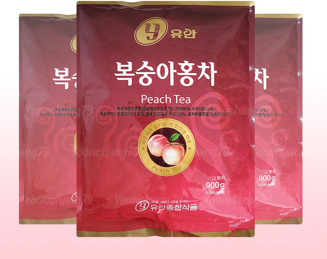 유안 복숭아홍차 분말 복숭아아이스티 음료수 자판기용, 900g, 1개입, 3개