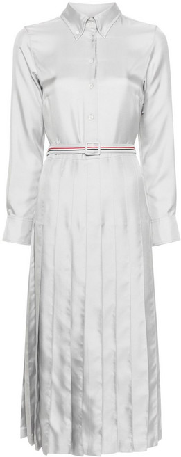 톰 브라운 RWB 스트라이프 벨트 실크 셔츠 드레스