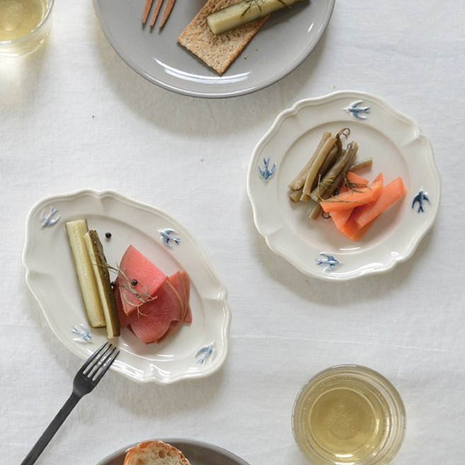 Studio M 스튜디오엠 얼리버드 플레이트 접시 빈티지 고급접시, 3개, 라운드