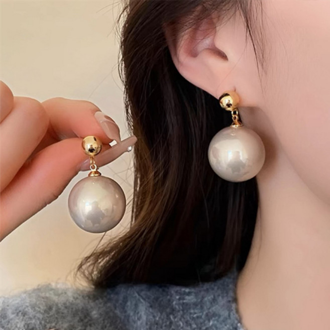 여성 파티 모임 럭셔리 클래식 볼드 왕진주 드롭 귀걸이 A2740